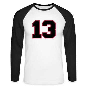 number13 - T-shirt baseball manches longues Homme - blanc/noir - Devant - Nik (191cm)