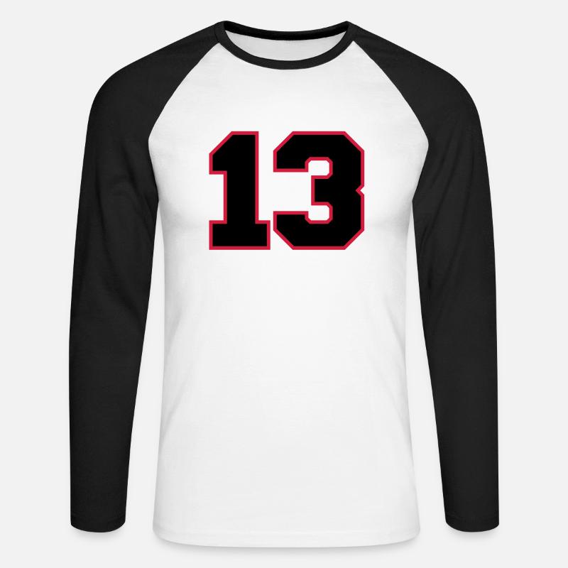 number13 - Unisex Baseballshirt langarm - Weiß/Schwarz