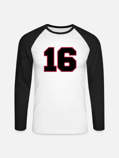 number16 - Unisex Baseballshirt langarm - Weiß/Schwarz