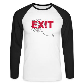 EXIT - T-shirt baseball manches longues Homme - blanc/noir - Devant - Nik (191cm)