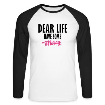 dear life - Unisex Long Sleeve Baseball T-Shirt - white/black - Front - Nik (191cm)