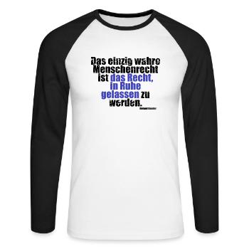 Menschenrecht Baader Zita - Unisex Baseballshirt langarm - Weiß/Schwarz - Vorne - Nik (191cm)