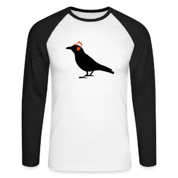 Headphones Kopfhörer Noten Rabe Bird Hipster - Unisex Baseballshirt langarm - Weiß/Schwarz - Vorne - Nik (191cm)
