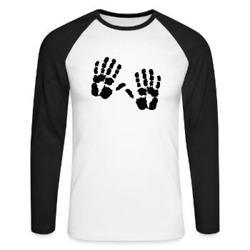 Main handprint - T-shirt baseball manches longues Homme - blanc/noir - Devant - Nik (191cm)