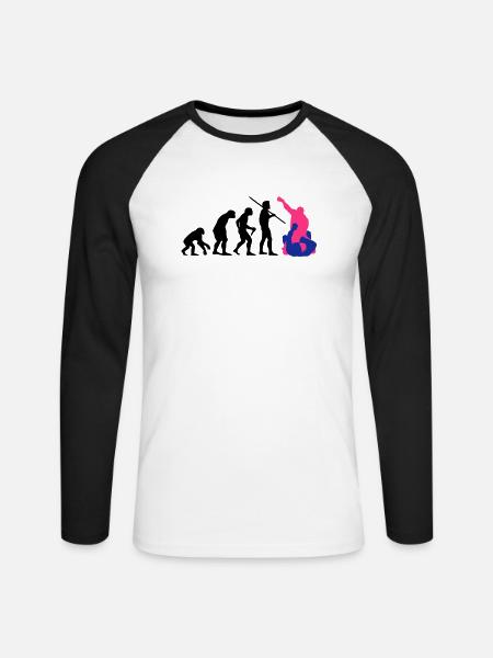 Evolution of Man - MMA - Unisex Long Sleeve Baseball T-Shirt - white/black