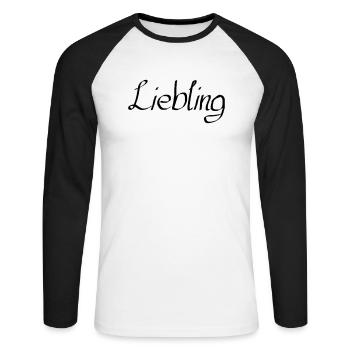 liebling - Unisex Baseballshirt langarm - Weiß/Schwarz - Vorne - Nik (191cm)