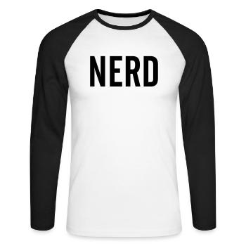 Nerd - T-shirt baseball manches longues Homme - blanc/noir - Devant - Nik (191cm)