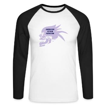 pensée - T-shirt baseball manches longues Homme - blanc/noir - Devant - Nik (191cm)