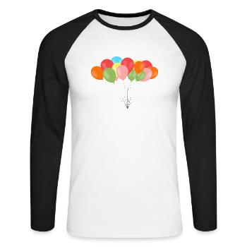 bunte ballons - Unisex Baseballshirt langarm - Weiß/Schwarz - Vorne - Nik (191cm)