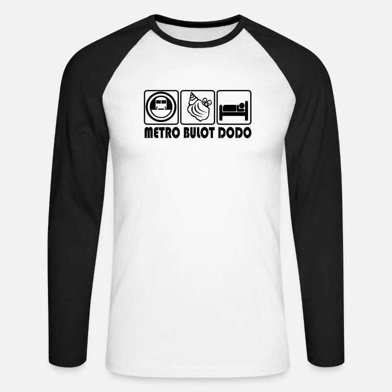 Metro whelk dodo - Unisex Baseballshirt langarm - Weiß/Schwarz