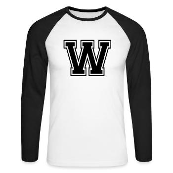 w - Unisex Baseballshirt langarm - Weiß/Schwarz - Vorne - Nik (191cm)
