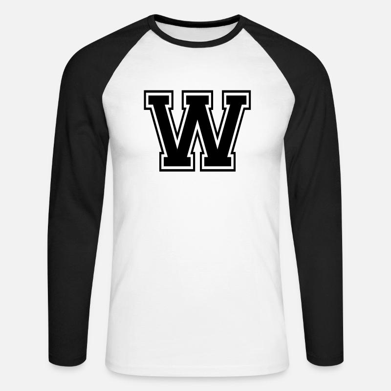 w - Unisex Baseballshirt langarm - Weiß/Schwarz
