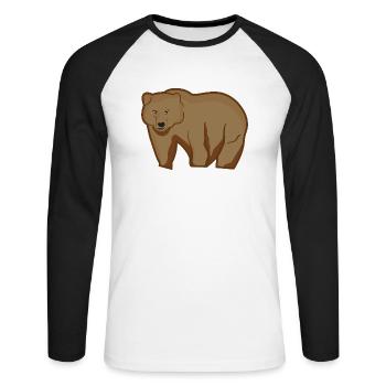 Ours Grizzly - T-shirt baseball manches longues Homme - blanc/noir - Devant - Nik (191cm)