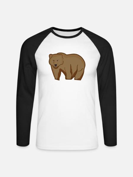 Grizzly Bear - Unisex Long Sleeve Baseball T-Shirt - white/black