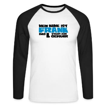 frank - Unisex Long Sleeve Baseball T-Shirt - white/black - Front - Nik (191cm)