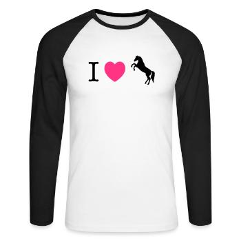 I love Ponies wild horse - this design lets you - Unisex Long Sleeve Baseball T-Shirt - white/black - Front - Nik (191cm)