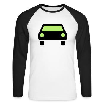 Auto Symbol - Unisex Baseballshirt langarm - Weiß/Schwarz - Vorne - Nik (191cm)