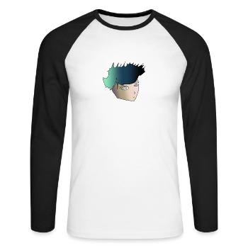 Anime boy with green hair - Unisex Long Sleeve Baseball T-Shirt - white/black - Front - Nik (191cm)