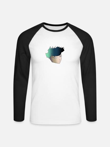 Anime boy with green hair - Unisex Long Sleeve Baseball T-Shirt - white/black