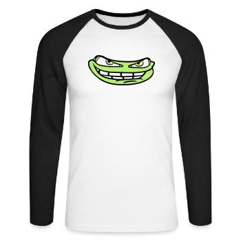 visage tête mal meme sourire drôle comique comique - T-shirt baseball manches longues Homme - blanc/noir - Devant - Nik (191cm)