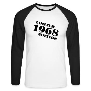 année 1968 limited edition - T-shirt baseball manches longues Homme - blanc/noir - Devant - Nik (191cm)