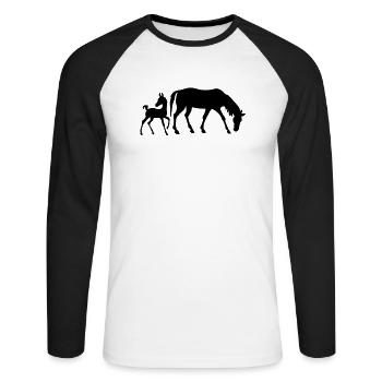 Mare and foal - Unisex Long Sleeve Baseball T-Shirt - white/black - Front - Nik (191cm)