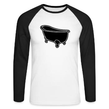 Vintage Retro Comic Swimming Pool Ducks Holiday - Unisex Baseballshirt langarm - Weiß/Schwarz - Vorne - Nik (191cm)