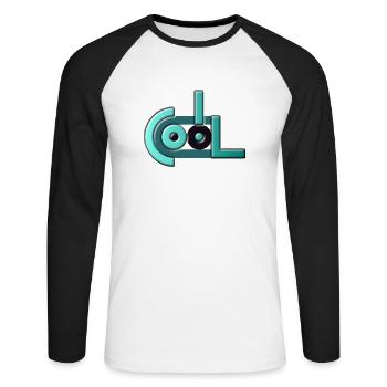 Cool 3D Logo Exclamation Mark Typo - Unisex Long Sleeve Baseball T-Shirt - white/black - Front - Nik (191cm)