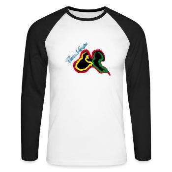 Guadeloupe - T-shirt baseball manches longues Homme - blanc/noir - Devant - Nik (191cm)