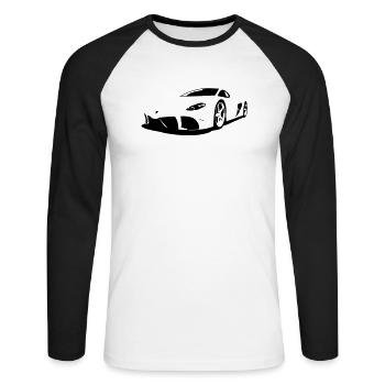 poussette voiture - T-shirt baseball manches longues Homme - blanc/noir - Devant - Nik (191cm)