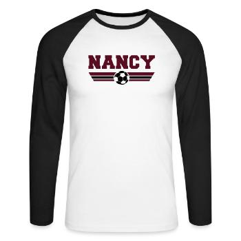 Nancy foot 2013 - T-shirt baseball manches longues Homme - blanc/noir - Devant - Nik (191cm)