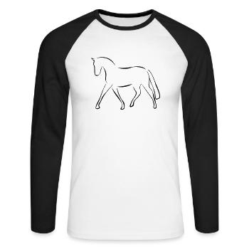 Pferd - Unisex Baseballshirt langarm - Weiß/Schwarz - Vorne - Nik (191cm)