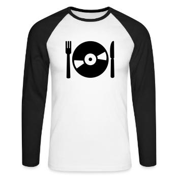 Vinyl - T-shirt baseball manches longues Homme - blanc/noir - Devant - Nik (191cm)