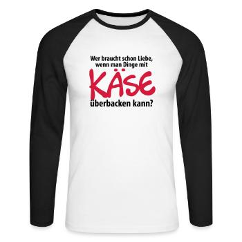 qui a besoin d'amour fromage griller - T-shirt baseball manches longues Homme - blanc/noir - Devant - Nik (191cm)