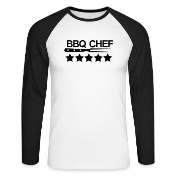 Grill,Grilling,BBQ,cooking,chef,meat,summer,sausag - Unisex Long Sleeve Baseball T-Shirt - white/black - Front - Nik (191cm)