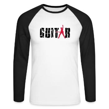 guitar - T-shirt baseball manches longues Homme - blanc/noir - Devant - Nik (191cm)