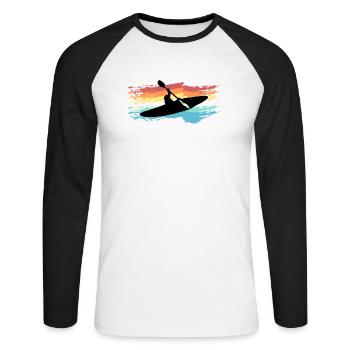 Kayak - Unisex Baseballshirt langarm - Weiß/Schwarz - Vorne - Nik (191cm)