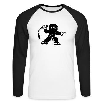 ninja - Unisex Long Sleeve Baseball T-Shirt - white/black - Front - Nik (191cm)