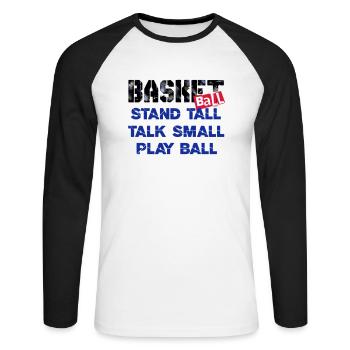 Basketball 05 - Unisex Baseballshirt langarm - Weiß/Schwarz - Vorne - Nik (191cm)