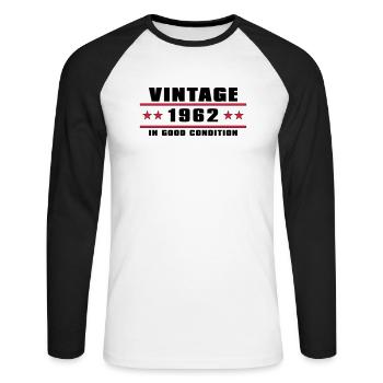 cru 1962 Année de naissance - T-shirt baseball manches longues Homme - blanc/noir - Devant - Nik (191cm)