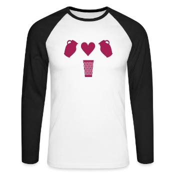 Bembel Love - Apfelwein und Geripptes - Unisex Baseballshirt langarm - Weiß/Schwarz - Vorne - Nik (191cm)