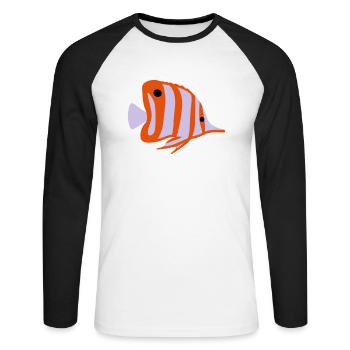 chelmon rostratus vektor - Unisex Baseballshirt langarm - Weiß/Schwarz - Vorne - Nik (191cm)