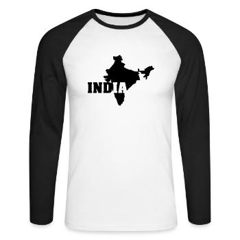Inde (ID: 002004) - T-shirt baseball manches longues Homme - blanc/noir - Devant - Nik (191cm)