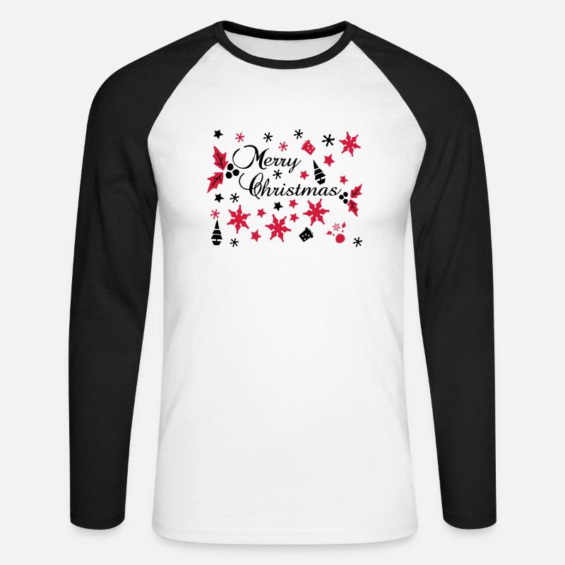 Frohe Weihnachten Dekorsätze - Unisex Baseballshirt langarm - Weiß/Schwarz