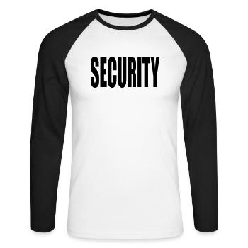 Security Graffiti Logo - Unisex Baseballshirt langarm - Weiß/Schwarz - Vorne - Nik (191cm)