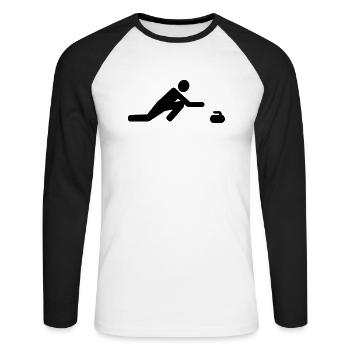 Curling - Unisex Baseballshirt langarm - Weiß/Schwarz - Vorne - Nik (191cm)