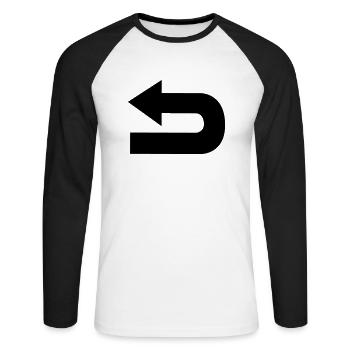 u-turn - Unisex Long Sleeve Baseball T-Shirt - white/black - Front - Nik (191cm)