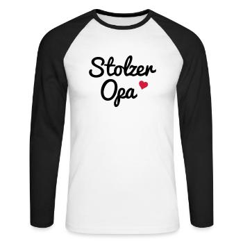 Stolzer Opa - Unisex Baseballshirt langarm - Weiß/Schwarz - Vorne - Nik (191cm)