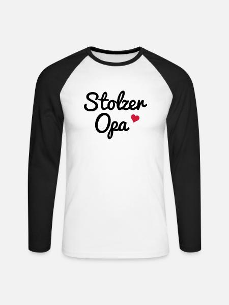 Stolzer Opa - Unisex Baseballshirt langarm - Weiß/Schwarz