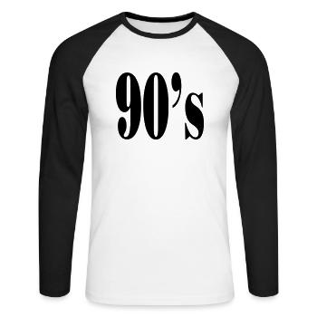 90's - Unisex Baseballshirt langarm - Weiß/Schwarz - Vorne - Nik (191cm)